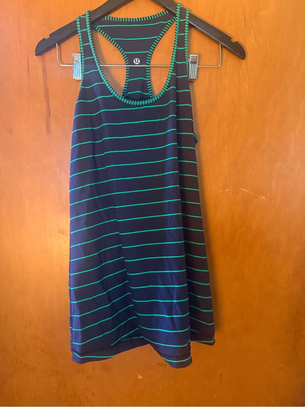 Lululemon Navy Racerback Tank with Teal Stripes